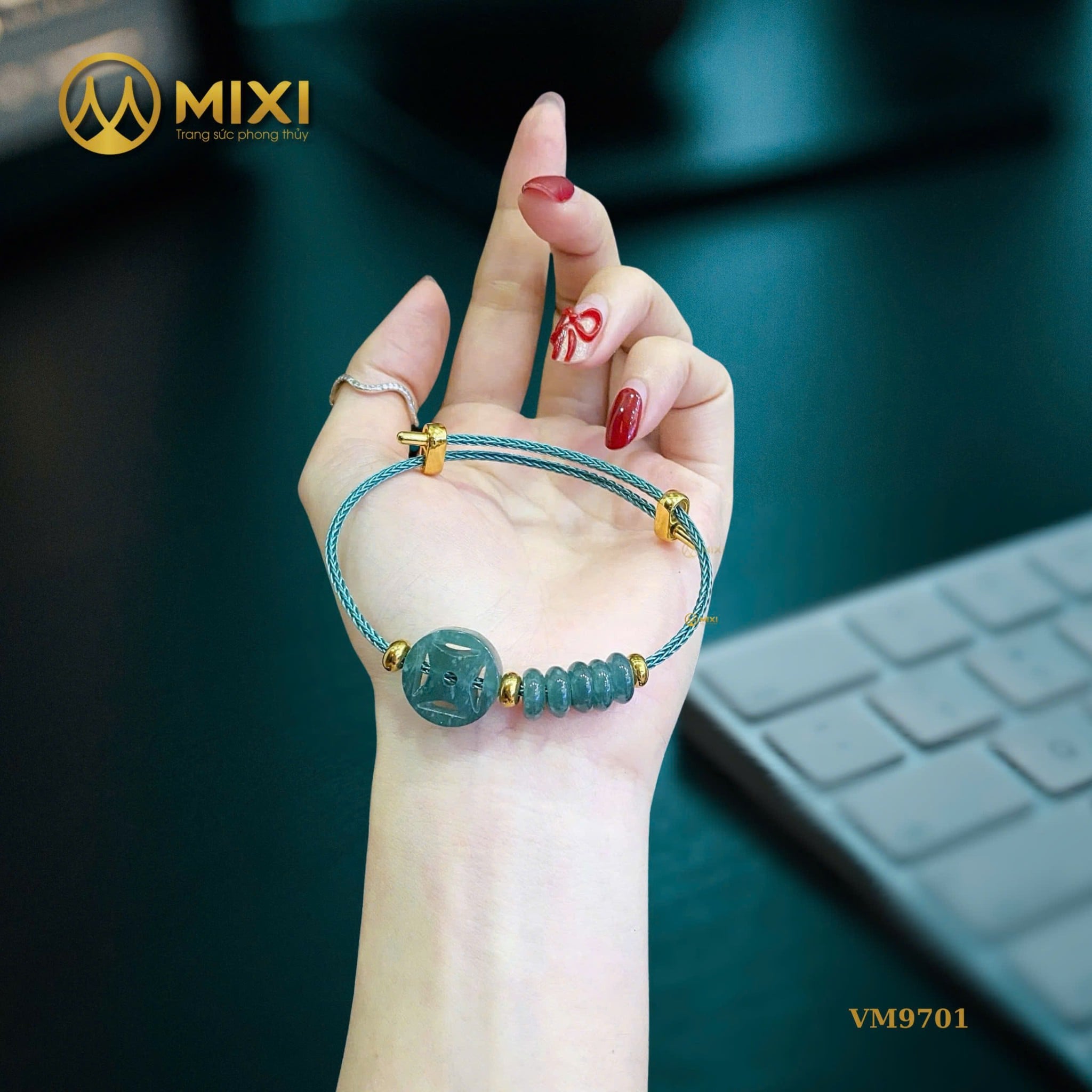 VÒNG TAY DÂY CÁP MIX ĐỒNG XU NGŨ ĐIẾU LAM NGỌC KÍCH HOẠT TÀI LỘC GIỮ TIỀN BỀN VỮNG