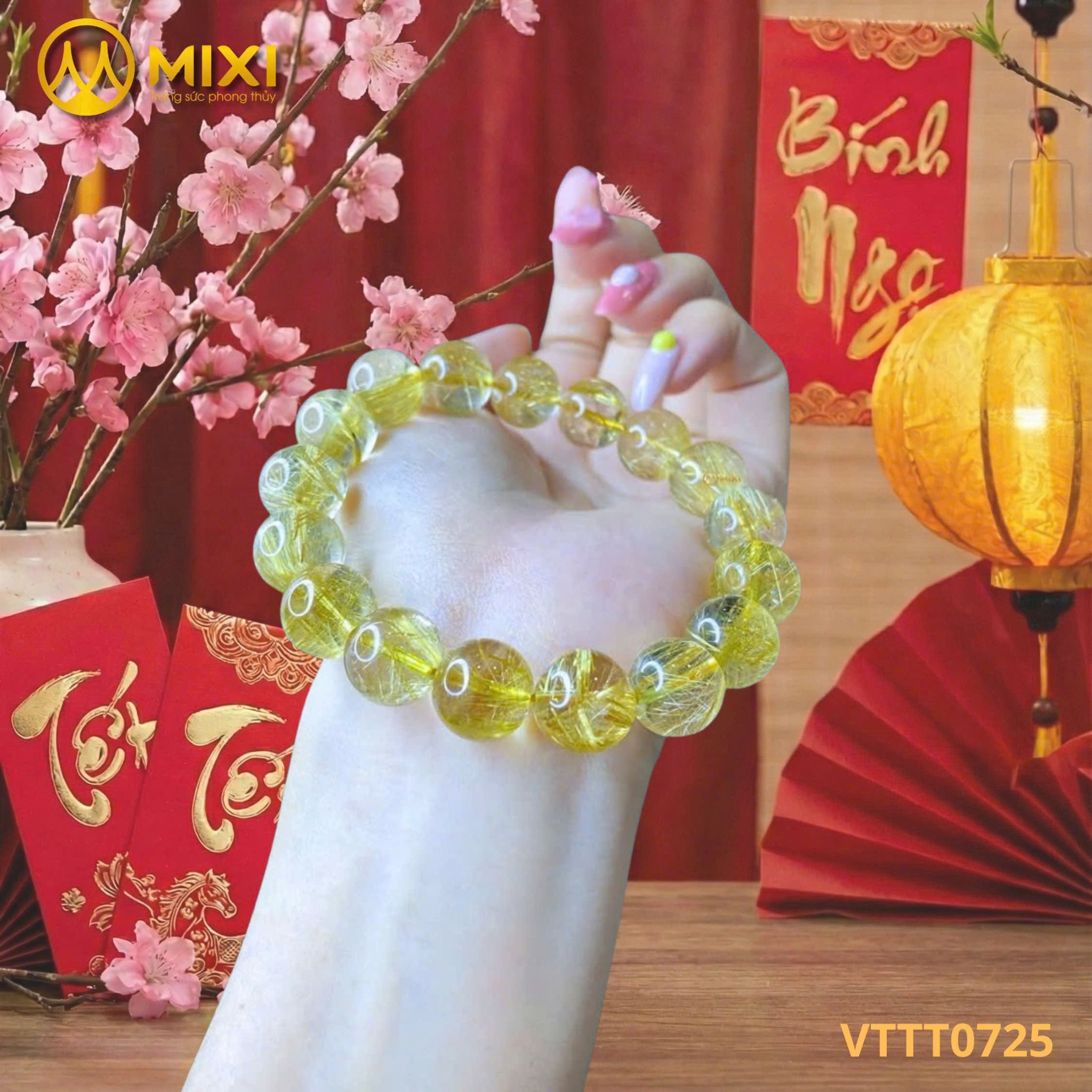 VÒNG TAY THẠCH ANH TÓC VÀNG VIP: 