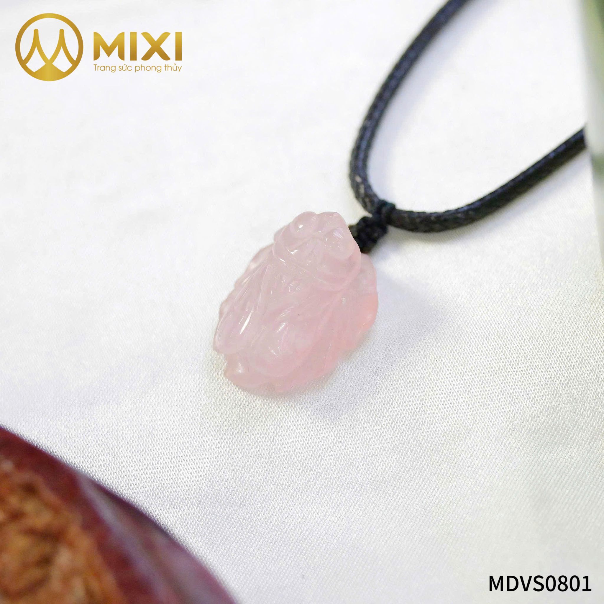 Mặt Dây Ve Sầu Thạch Anh Hồng – Xoa Dịu Áp Lực, Thi Cử Đỗ Đạt