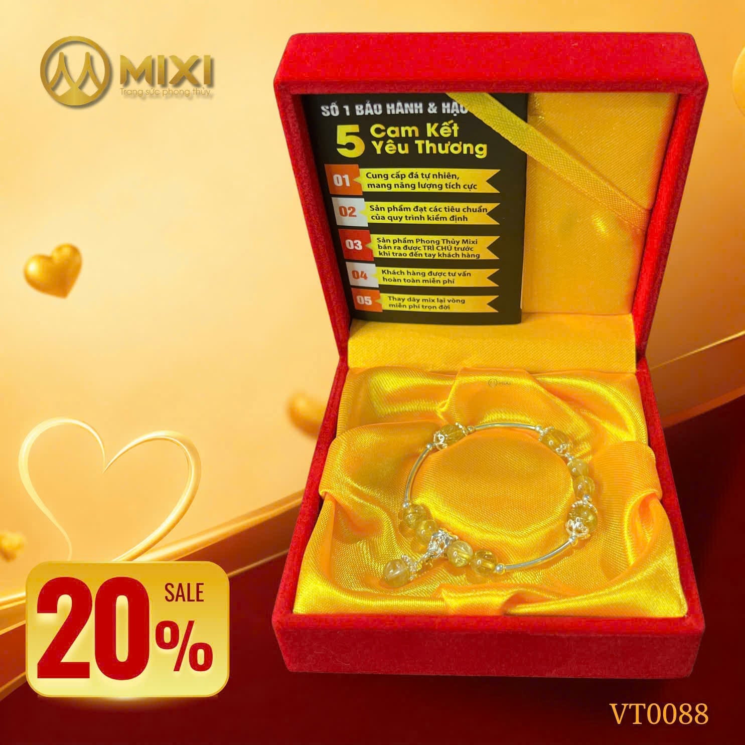 Vòng Tay Thạch Anh Tóc Vàng Mix Charm Bạc – Nét Duyên Rạng Rỡ, Tích Tụ Tài Lộc (Ưu Đãi Đặc Biệt 20%)