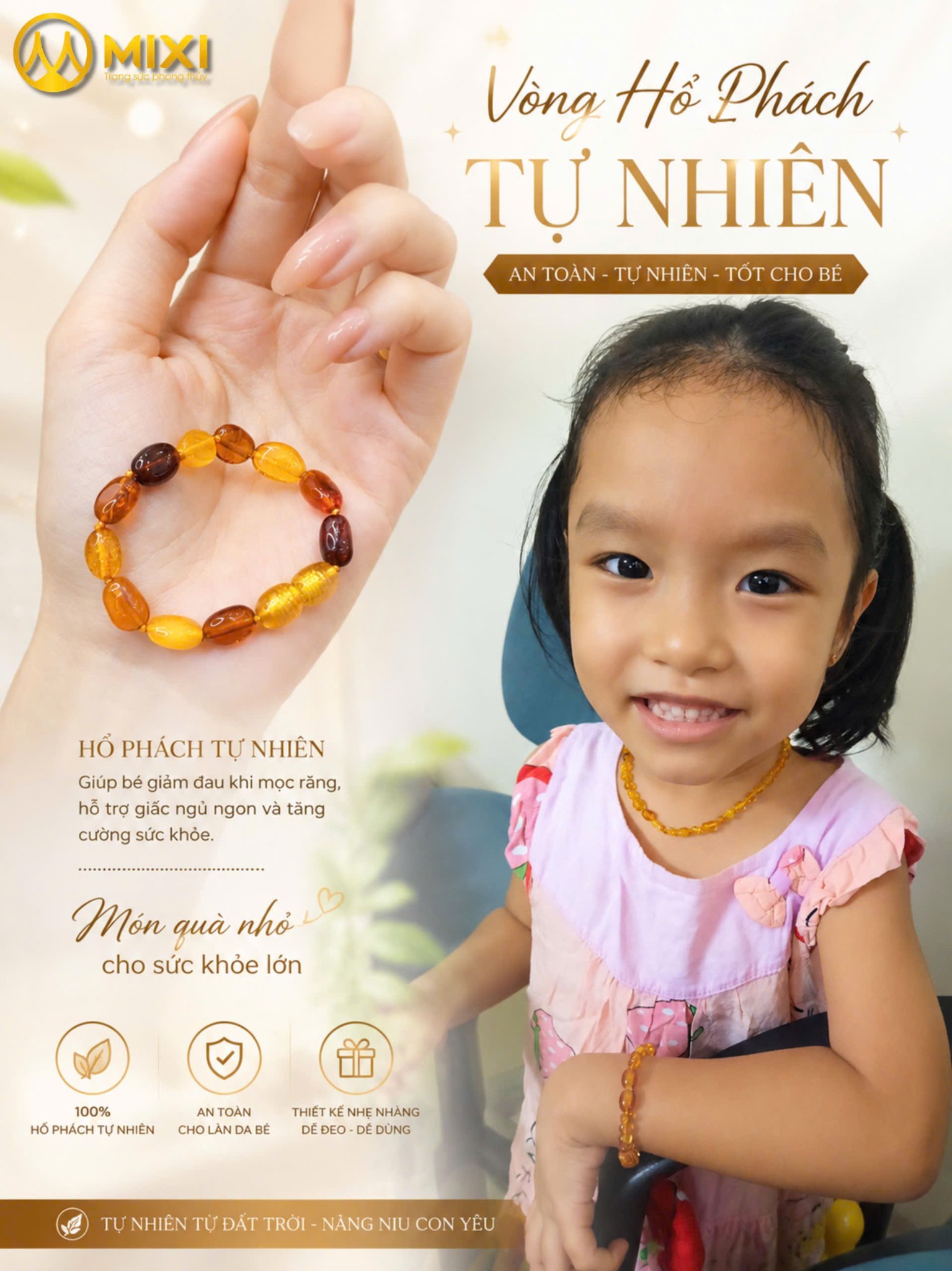 Vòng Hổ Phách Tự Nhiên – Món Quà Bình An Trọn Vẹn Gửi Trẻ Thơ Nhân Ngày 1/6