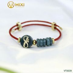 Vòng Tay Dây Cáp Khóa Kéo Trăng Non Lam Ngọc Mix Ngũ Điếu Bọc Vàng 10K – Thiết Kế Hiện Đại, Khơi Nguồn Sinh Khí