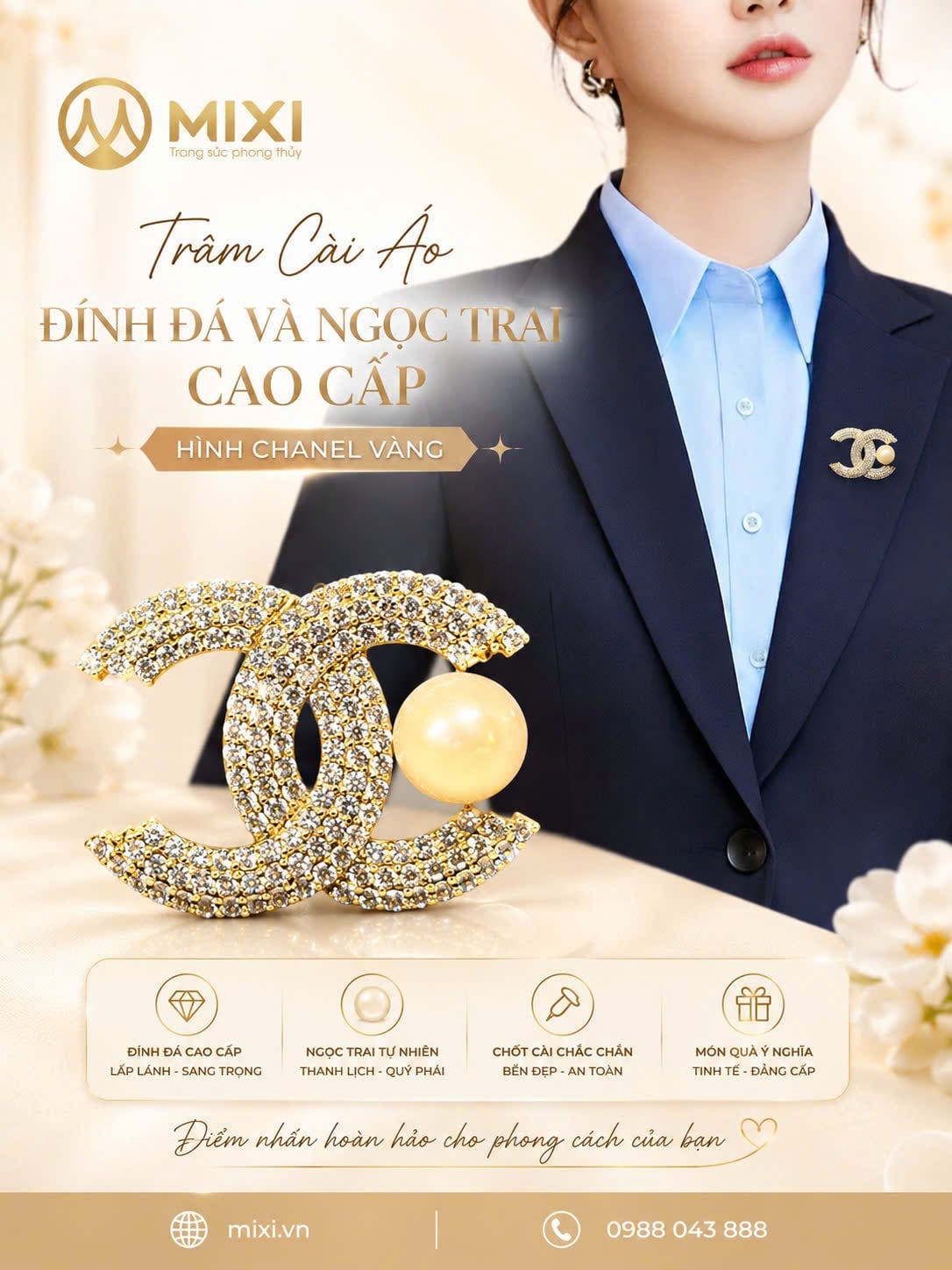 Trâm Cài Áo Đính Đá Và Ngọc Trai Cao Cấp – Dấu Ấn Thanh Lịch, Tôn Vinh Khí Chất