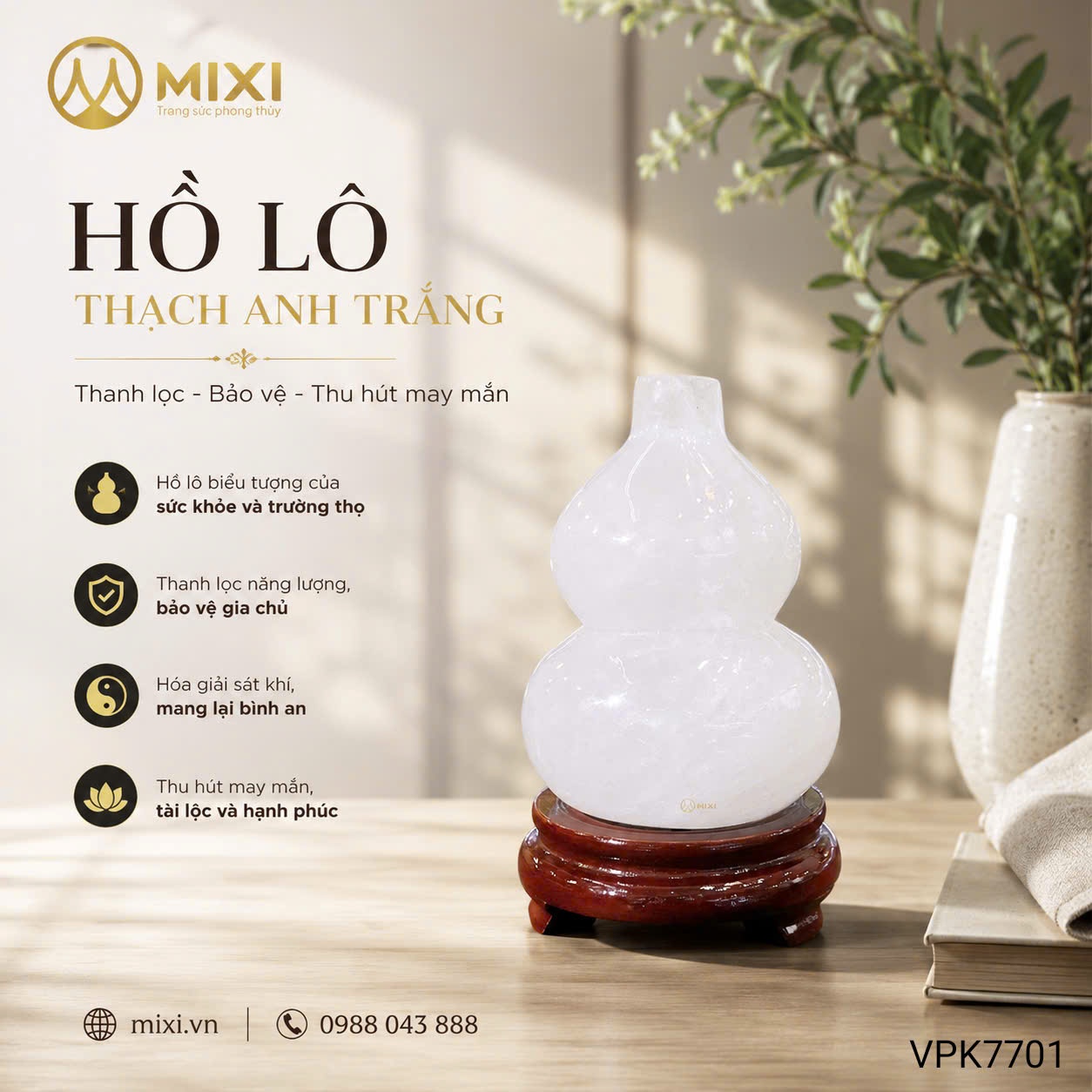Hồ Lô Thạch Anh Trắng – Tinh Hoa Thanh Khiết, Bảo Chứng Bình An