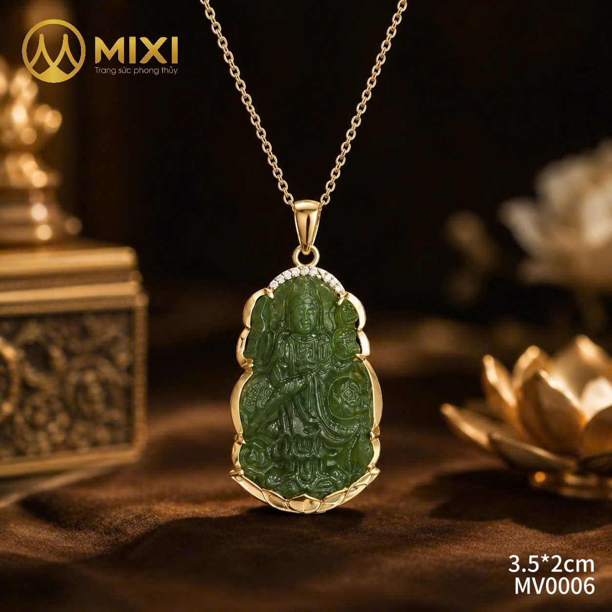 🌿 MẶT DÂY QUAN ÂM NGỌC BÍCH ✨ Giữ Tâm An – Đón Vạn Điều Lành ✨