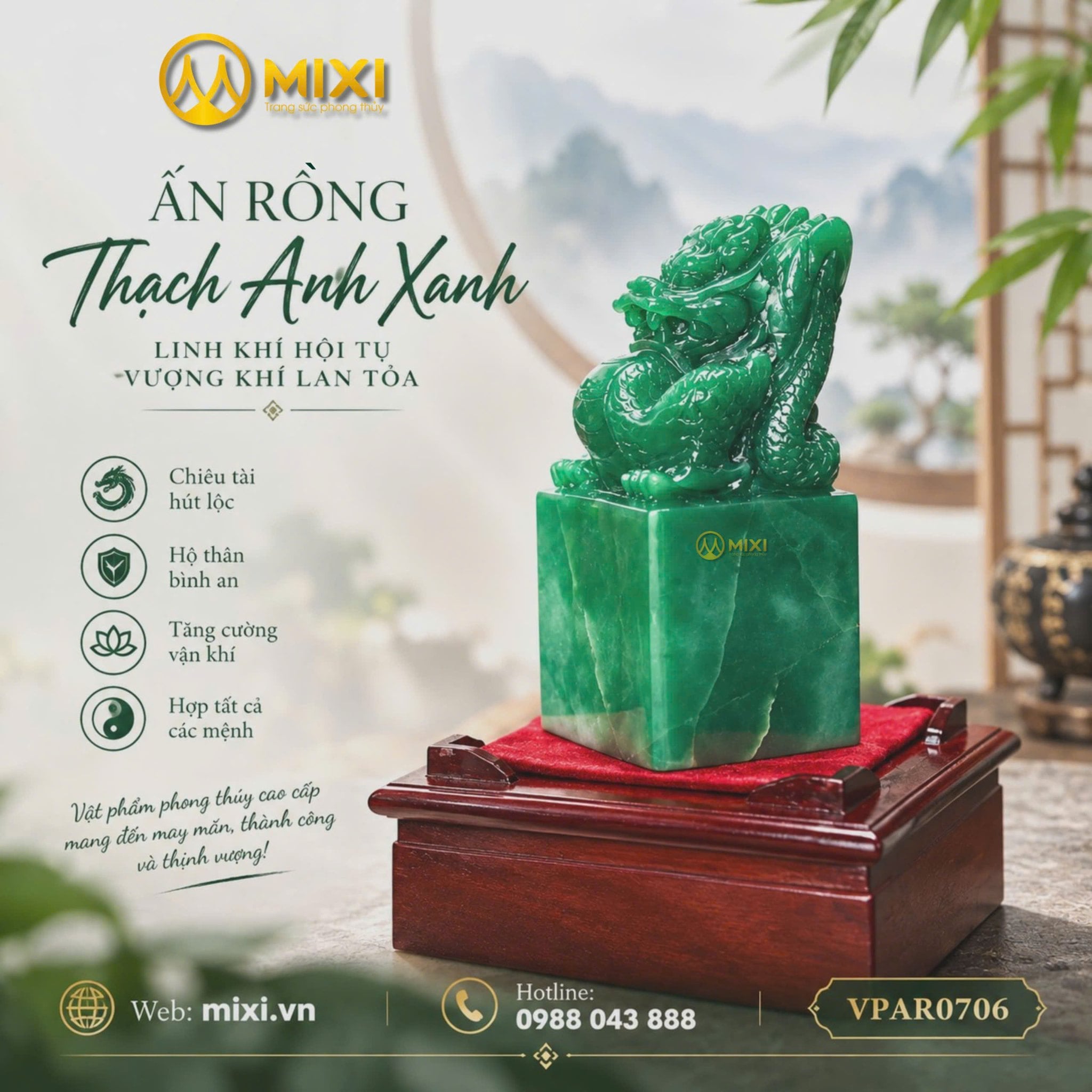 🐉 LONG ẤN THẠCH ANH XANH – DẤU ẤN UY QUYỀN CỦA NGƯỜI DẪN ĐẦU!