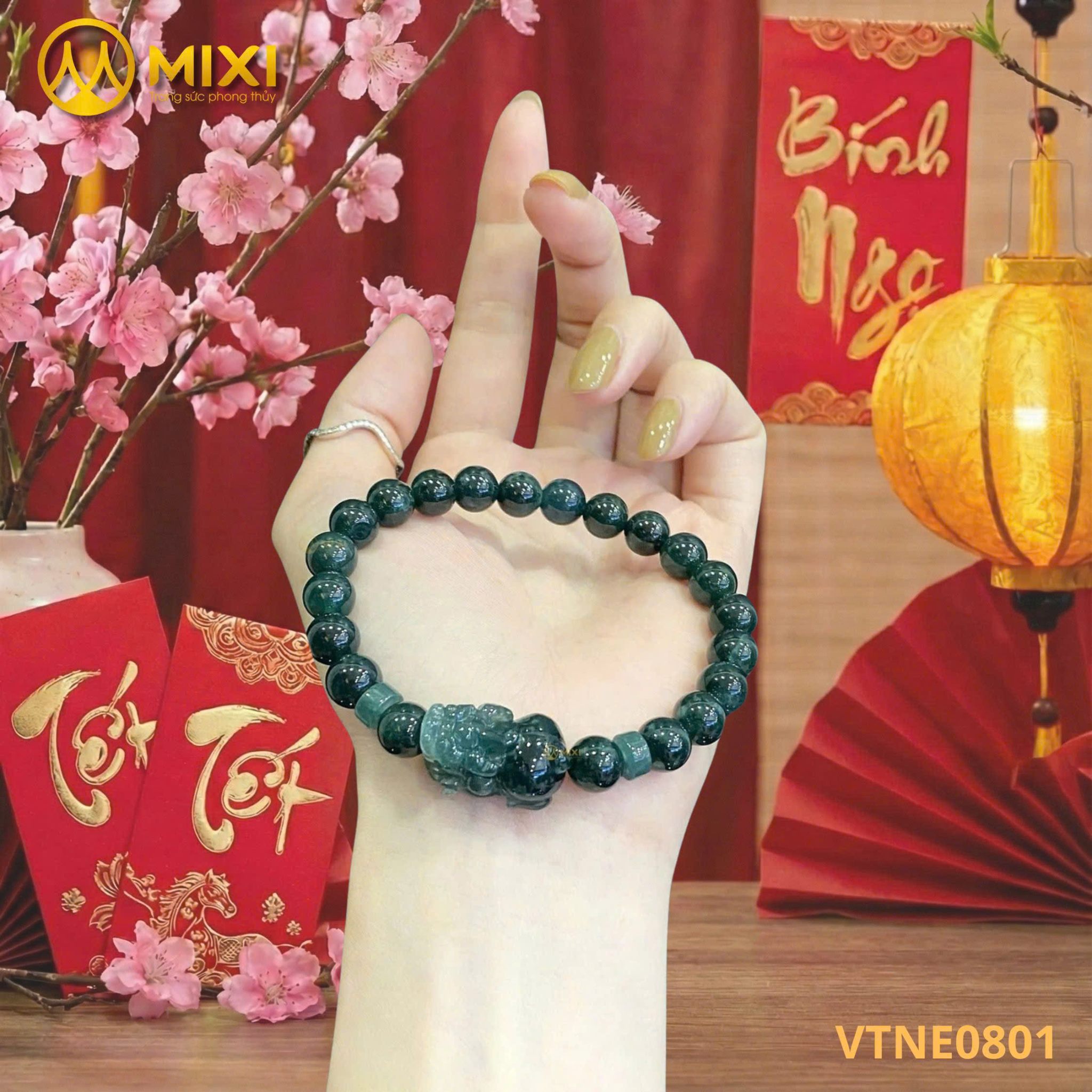 VÒNG TAY LAM NGỌC TURQUOISE MIX TỲ HƯU & LU THỐNG: 