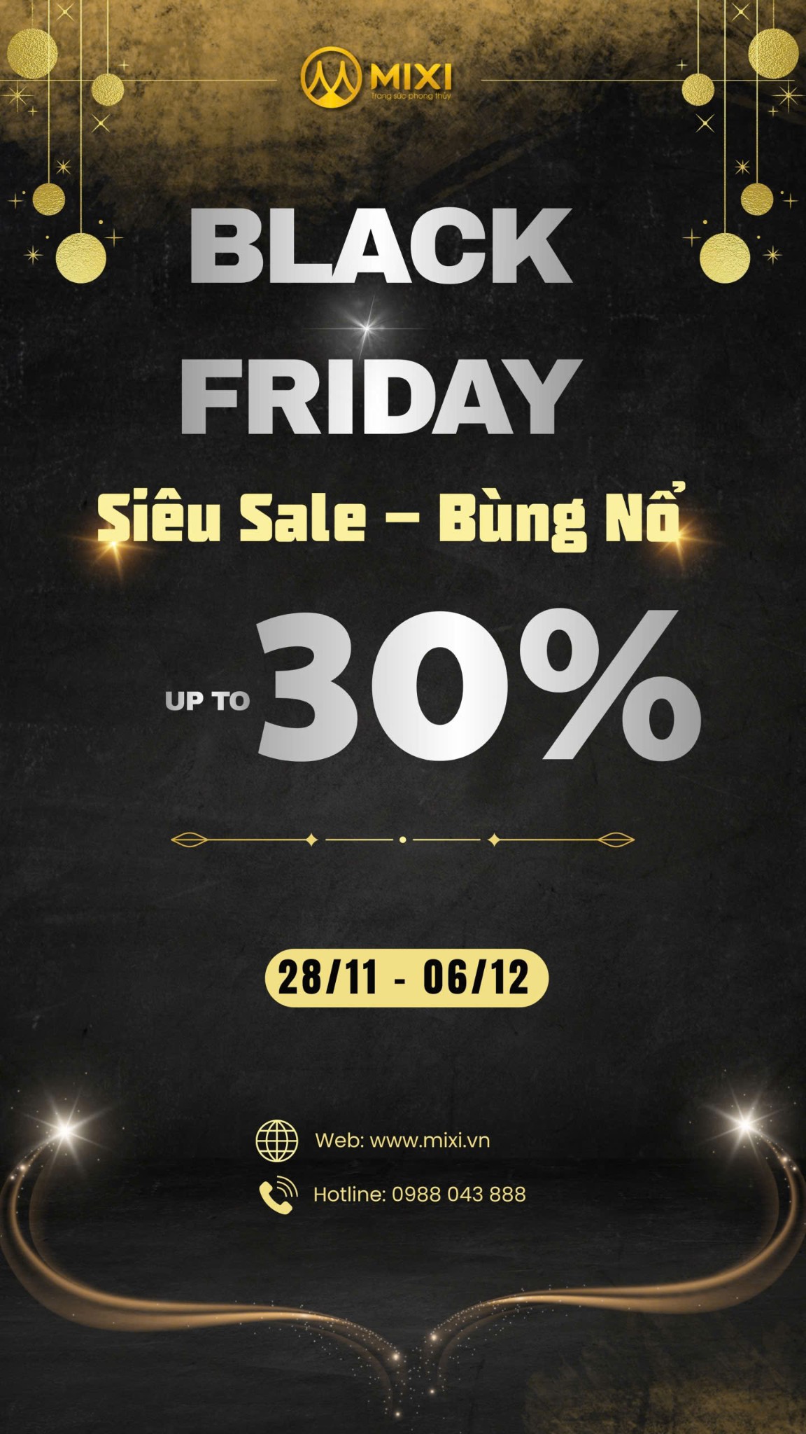 🎉 Tin vui chấn động! Mixi chính thức gia hạn Black Friday đến 6/12 – cơ hội cuối để thỉnh Phật Bản Mệnh đá tự nhiên với ưu đãi giảm sâu tới 30%.