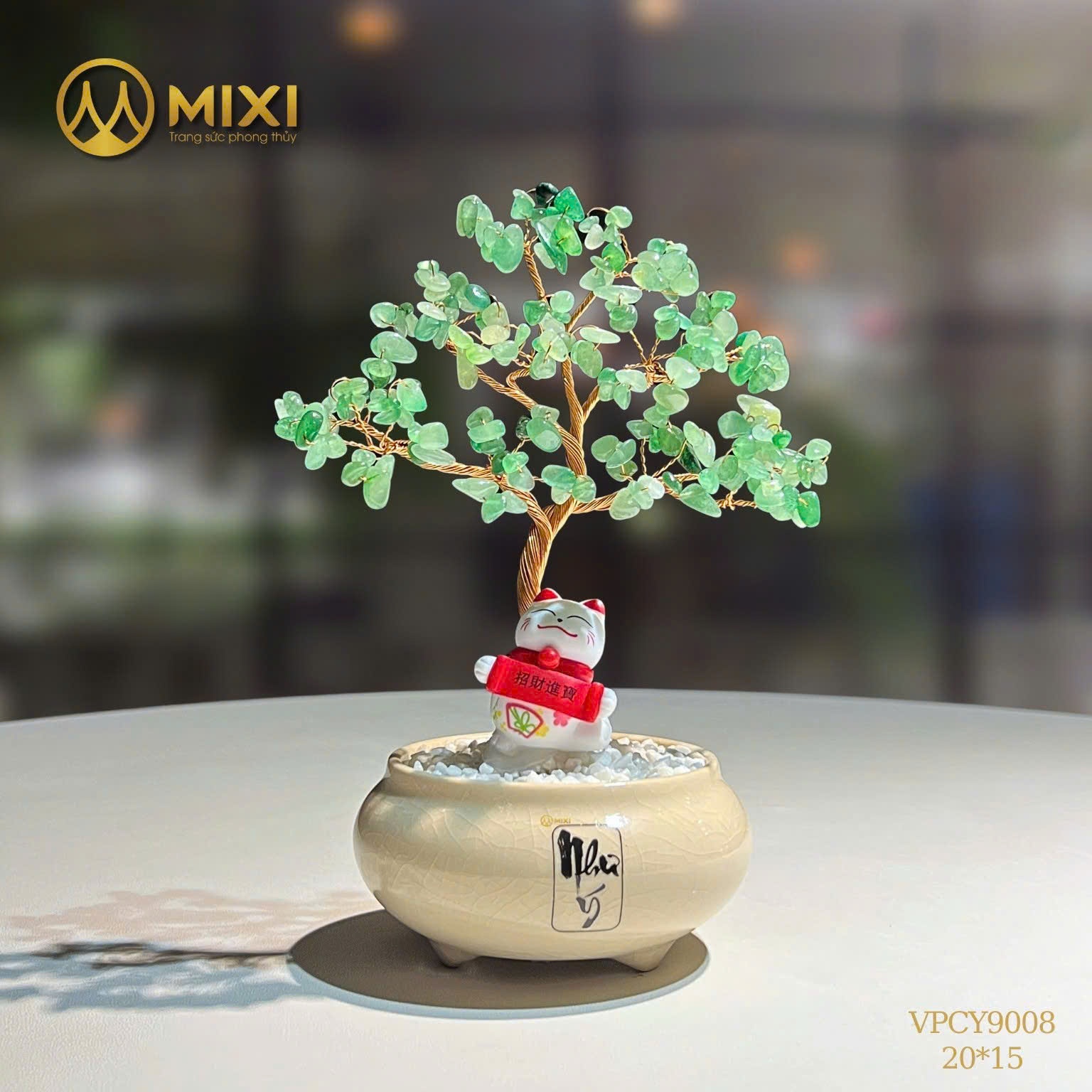 CÂY TÀI LỘC THẠCH ANH CHẬU MEN CHỮ NHƯ Ý: VUN ĐẮP BÌNH AN – VIÊN MÃN CÁT TƯỜNG (ƯU ĐÃI 10% DỊP 8/3)