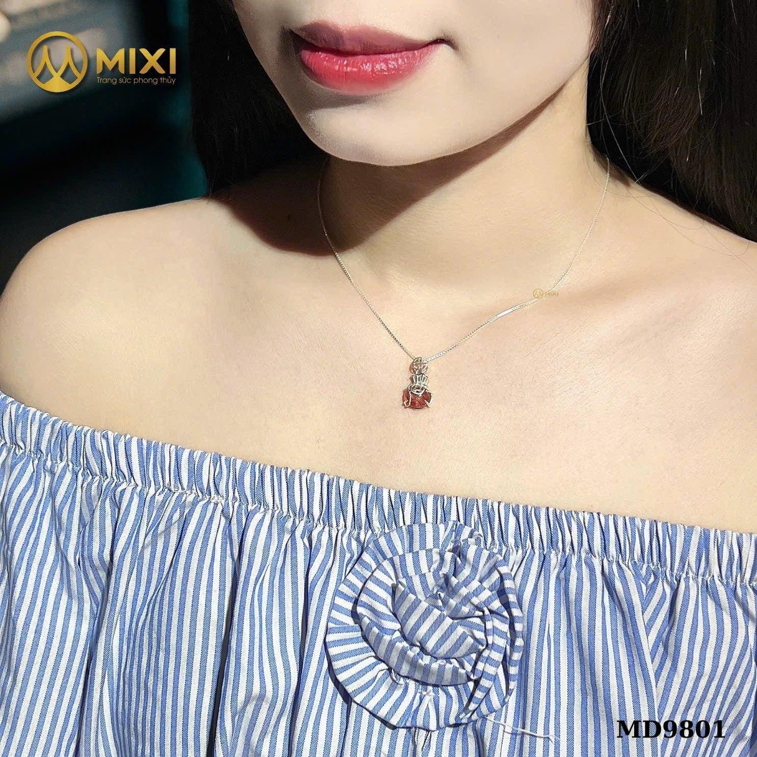 Mặt Dây Túi Tiền Thạch Anh Tóc Đỏ Hình Oval Bọc Bạc – Chiêu Tài, Hút Lộc & Tăng Năng Lượng May Mắn Cho Nữ