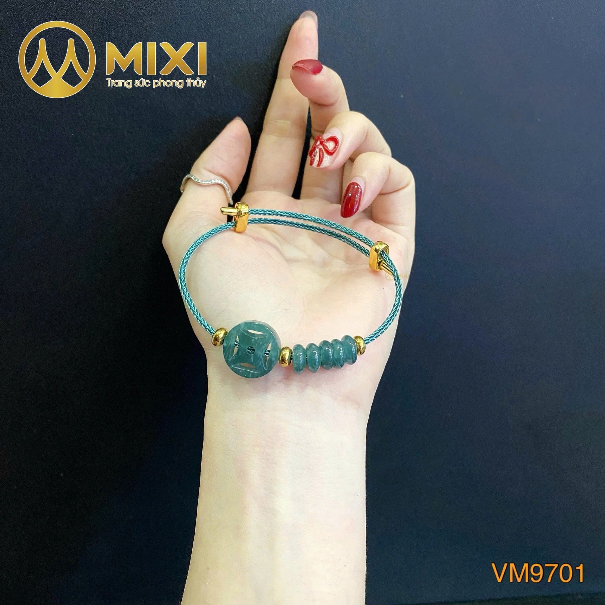 VÒNG TAY DÂY CÁP MIX ĐỒNG XU & NGŨ ĐIẾU LAM NGỌC – THU HÚT TÀI KHÍ CHO NÀNG 2026 BÍNH NGỌ