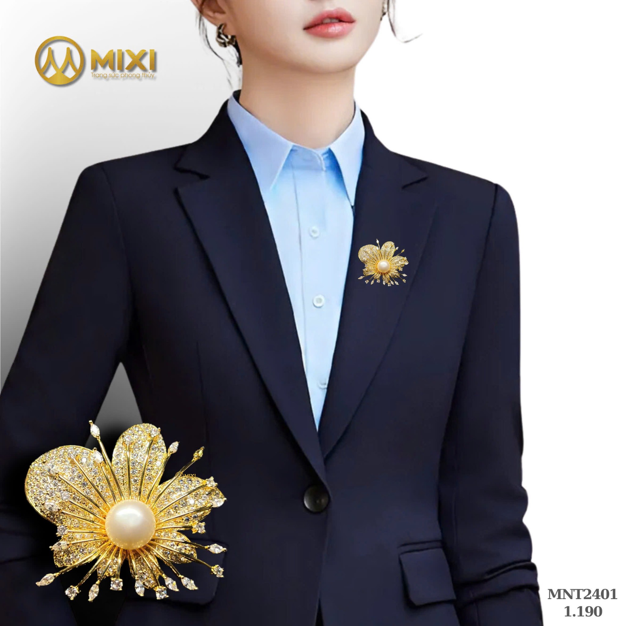 TRÂM CÀI ÁO HÌNH HOA ĐÍNH ĐÁ & NGỌC TRAI – THANH LỊCH, QUÝ PHÁI & TÔN KHÍ CHẤT NỮ TÍNH