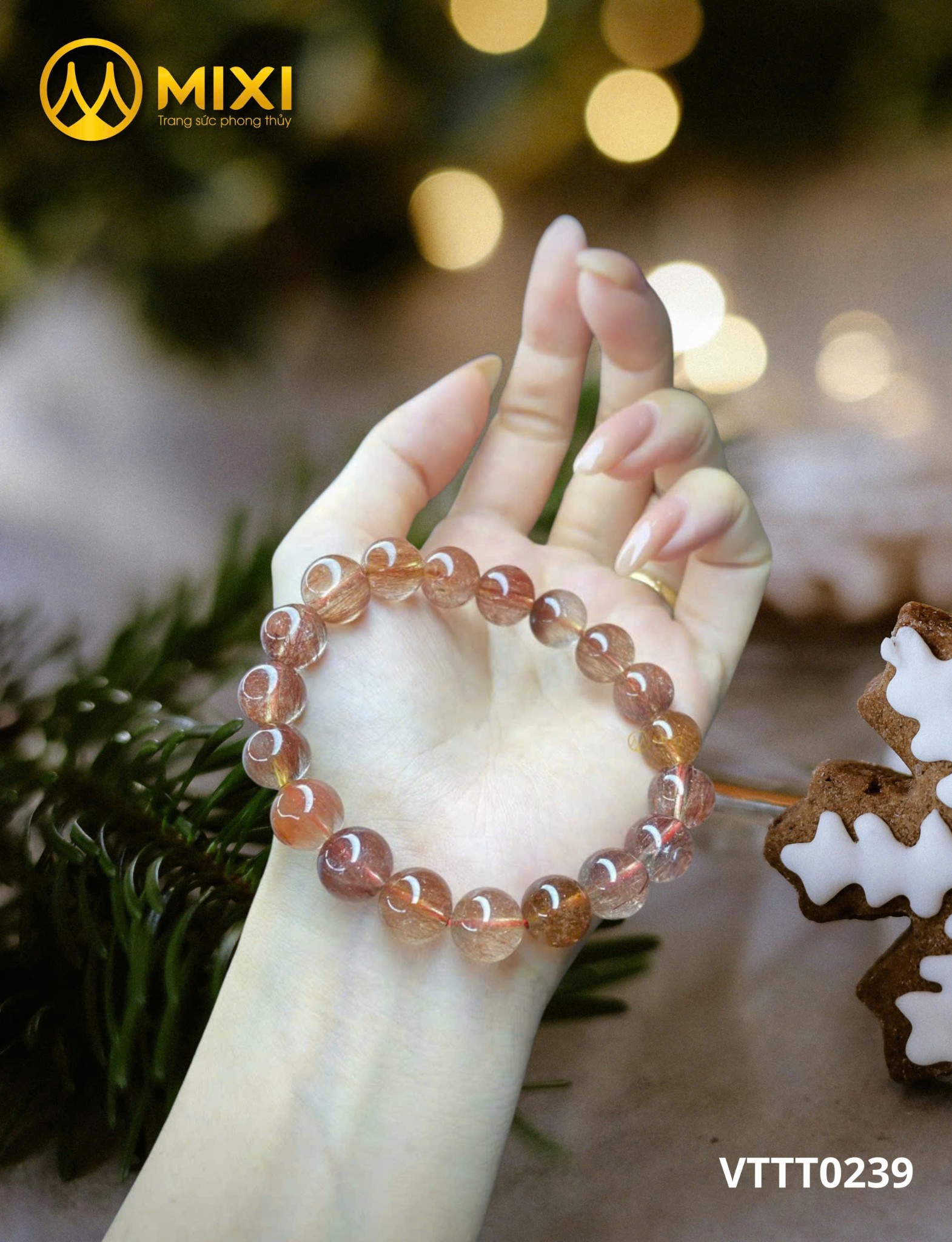 VÒNG TAY THẠCH ANH TÓC ĐỎ – SẮC ẤM GIÁNG SINH, ĐÁNH THỨC MAY MẮN & NĂNG LƯỢNG CHO NÀNG