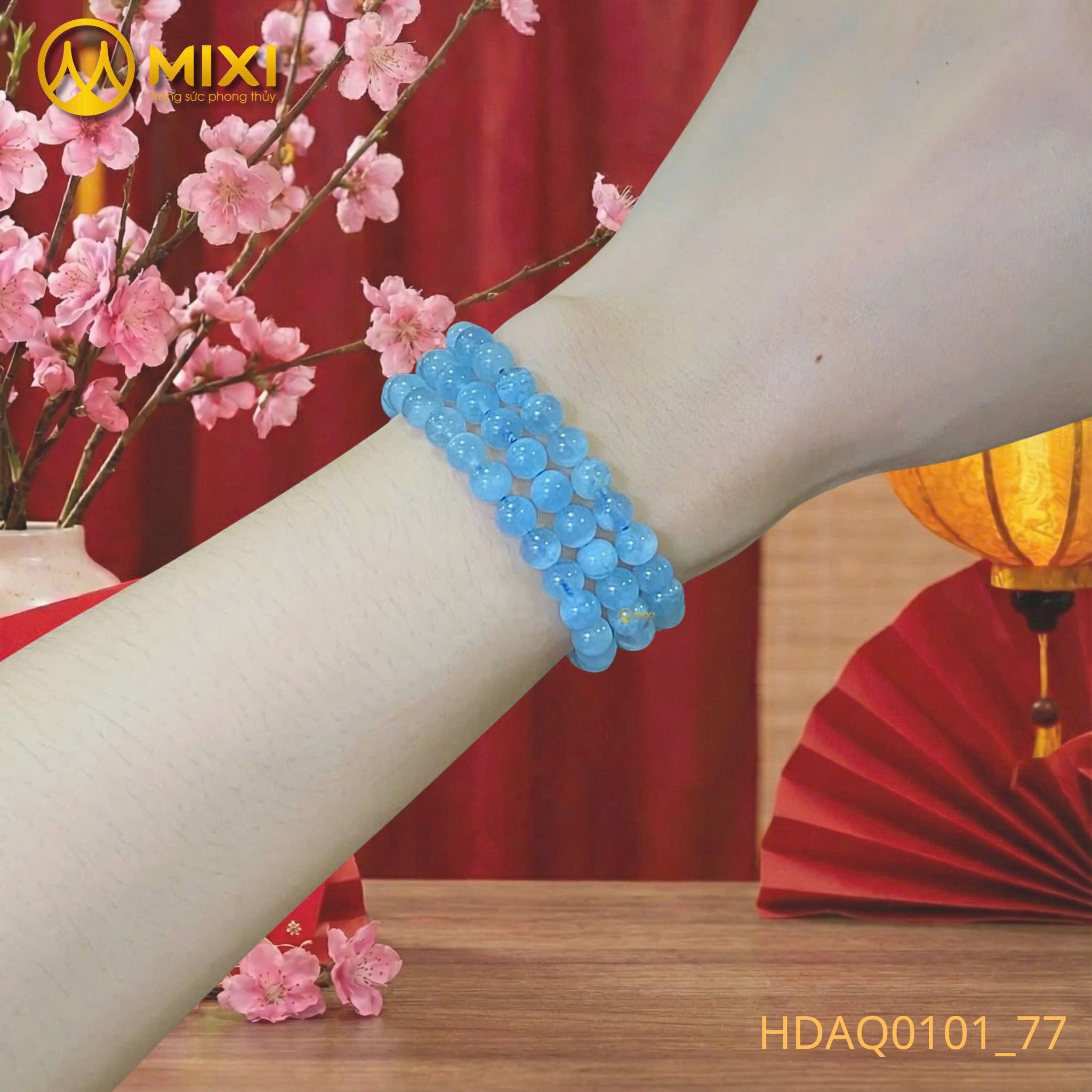 CHUỖI QUẤN 3 VÒNG AQUAMARINE: 