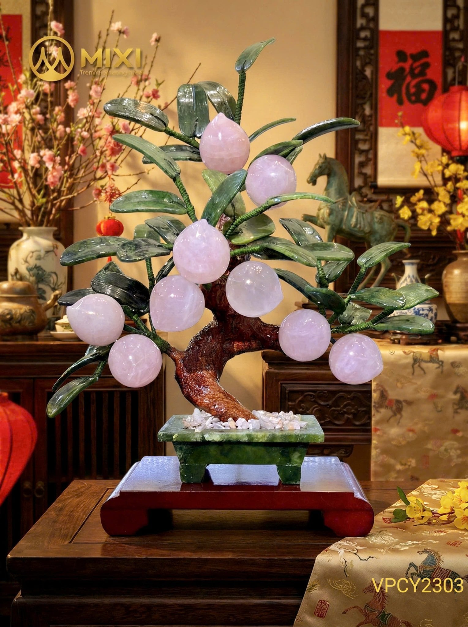 CÂY ĐÀO TIÊN THẠCH ANH HỒNG: PHÚC KHÍ MÃN ĐƯỜNG – TÌNH DUYÊN VIÊN MÃN – KHAI VẬN TẾT BÍNH NGỌ 2026