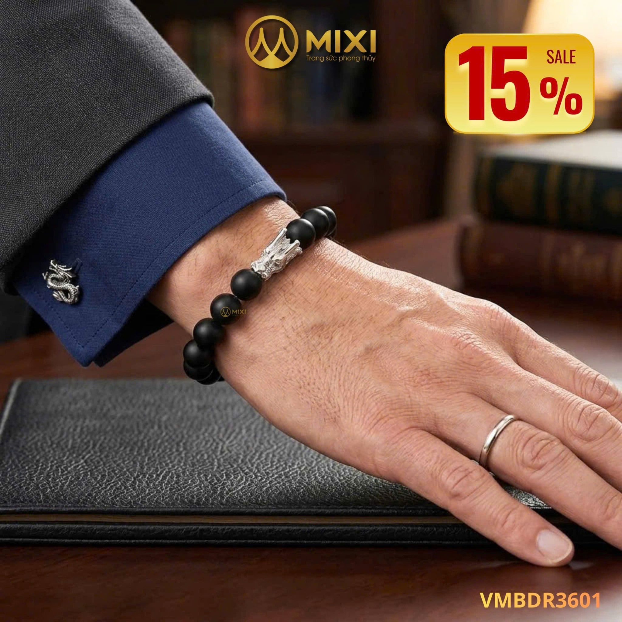 Vòng Tay Núi Lửa Obsidian Nhám 12 ly Mix Charm Đầu Rồng Bạc 999 – Khẳng Định Uy Quyền, Bứt Phá Thành Công