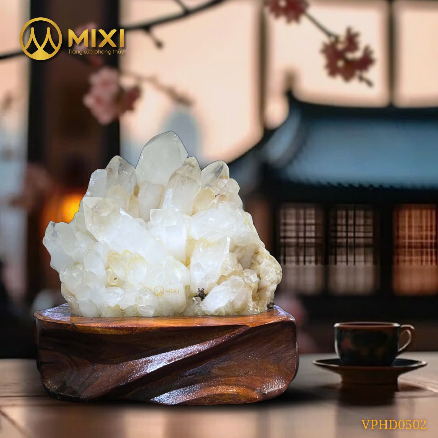 ĐÁM TINH THỂ THẠCH ANH TRẮNG TỰ NHIÊN: 