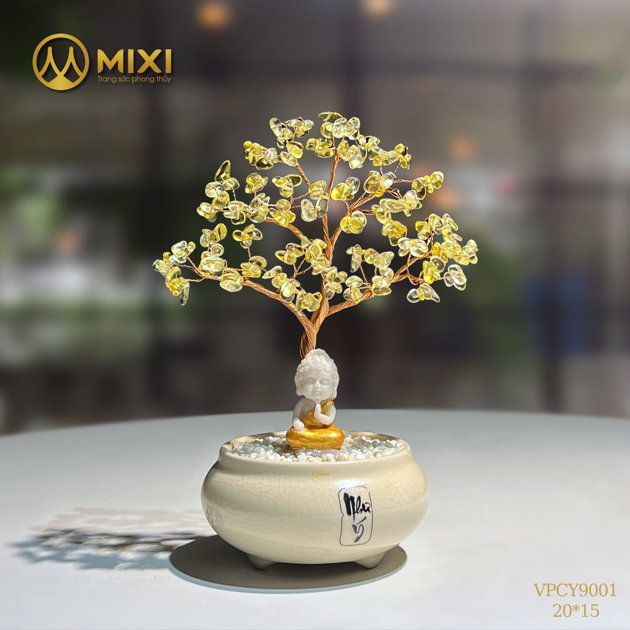 CÂY TÀI LỘC THẠCH ANH VÀNG – CHẬU MEN CHỮ NHƯ Ý