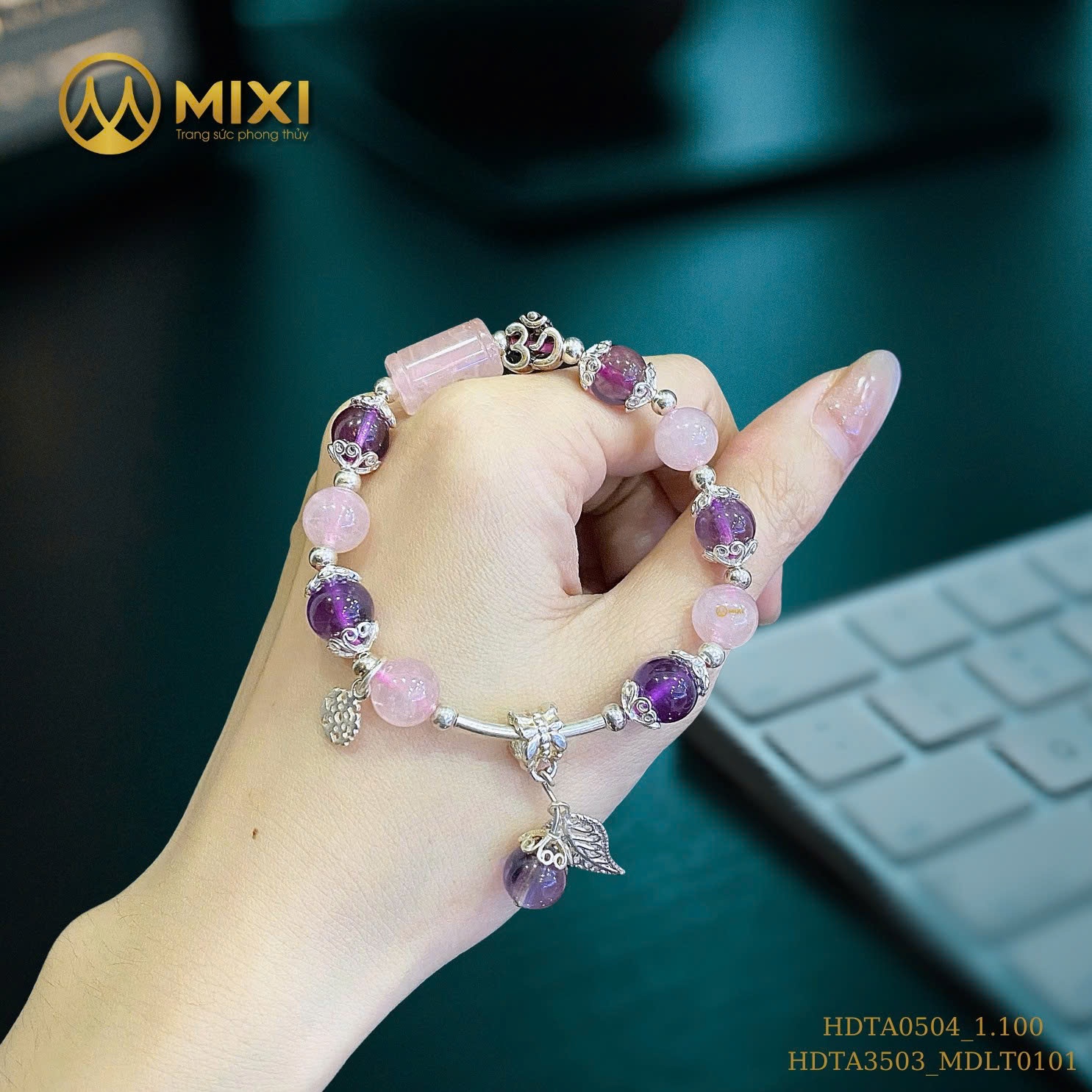 VÒNG TAY THẠCH ANH TÍM MIX THẠCH ANH HỒNG & LU THỐNG THẠCH ANH HỒNG – NĂNG LƯỢNG YÊU THƯƠNG, BÌNH AN & MAY MẮN CHO NÀNG MỆNH HỎA – THỔ