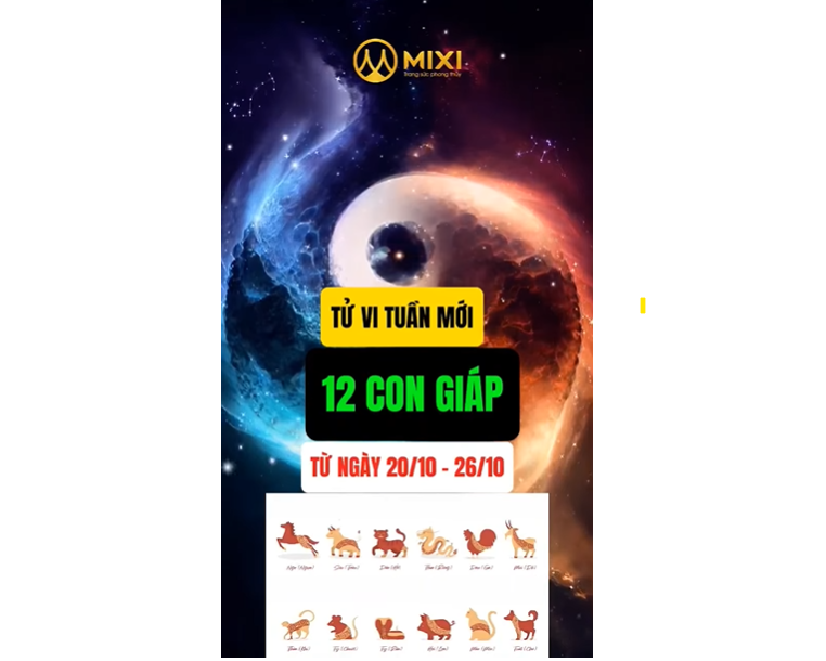 TỬ VI TUẦN MỚI CỦA 12 CON GIÁP TỪ 20/10 - 26/10