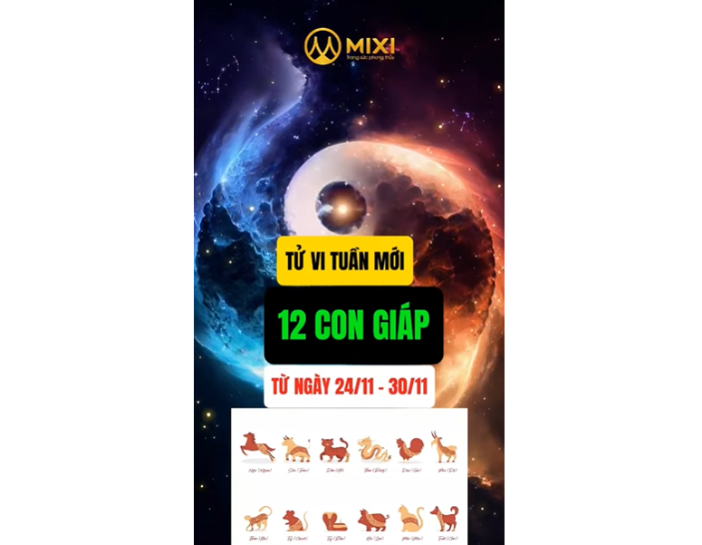 TỬ VI TUẦN MỚI CỦA 12 CON GIÁP TỪ 24/11 - 30/11