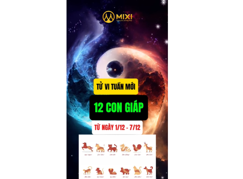 TỬ VI TUẦN MỚI CỦA 12 CON GIÁP TỪ 1/12 - 7/12