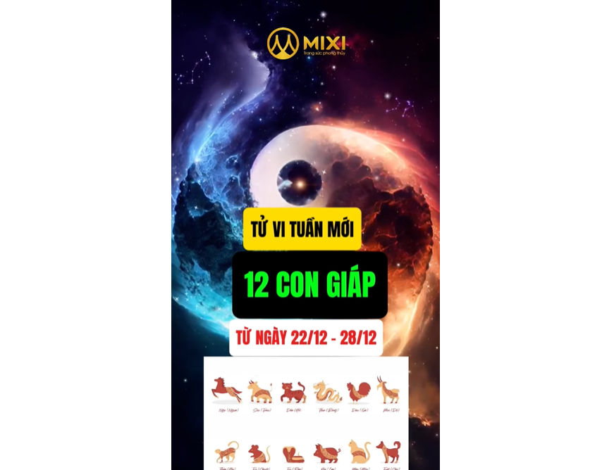 TỬ VI TUẦN MỚI CỦA 12 CON GIÁP TỪ 22/12 - 28/12