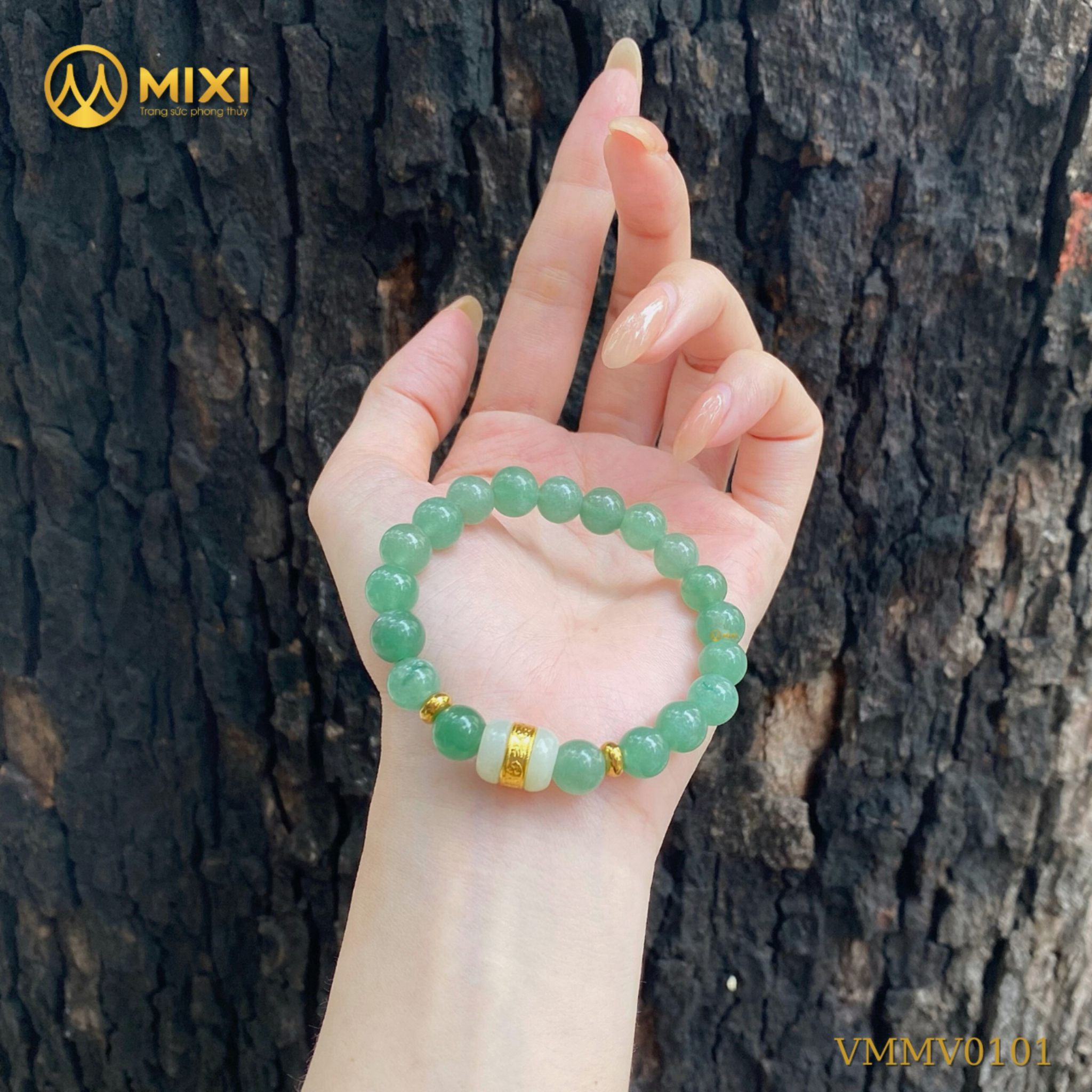 VÒNG TAY THẠCH ANH XANH MIX LU THỐNG BẠCH NGỌC MẠ VÀNG – MAY MẮN & CÂN BẰNG DÀNH CHO NÀNG MỆNH MỘC, HỎA