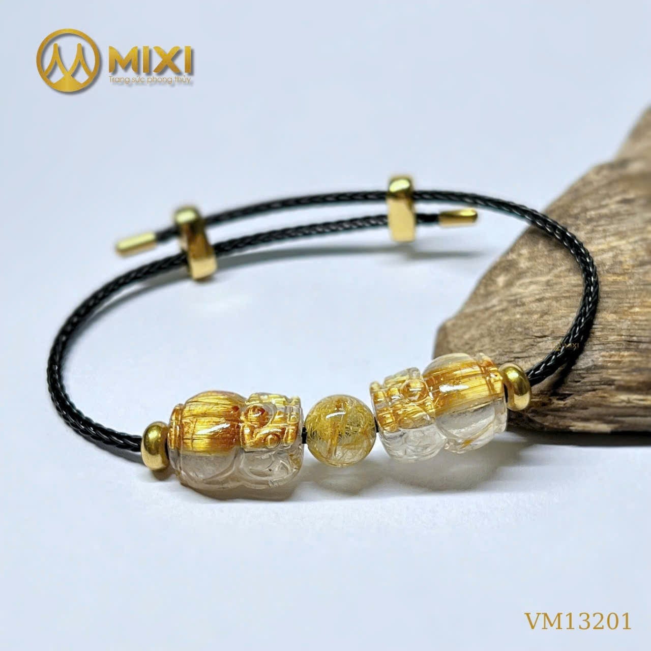 VÒNG TAY DÂY CÁP CẶP TỲ HƯU THẠCH ANH TÓC VÀNG BÃ MÍA: TÀI LỘC NHÂN ĐÔI – ĐẲNG CẤP KHÁC BIỆT