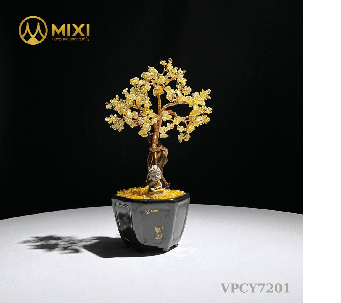 🌿  Vững Bước Thành Công Cùng Cây Tài Lộc Như Ý Ghép Thân Gỗ Lũa Thạch Anh Vàng 🌿