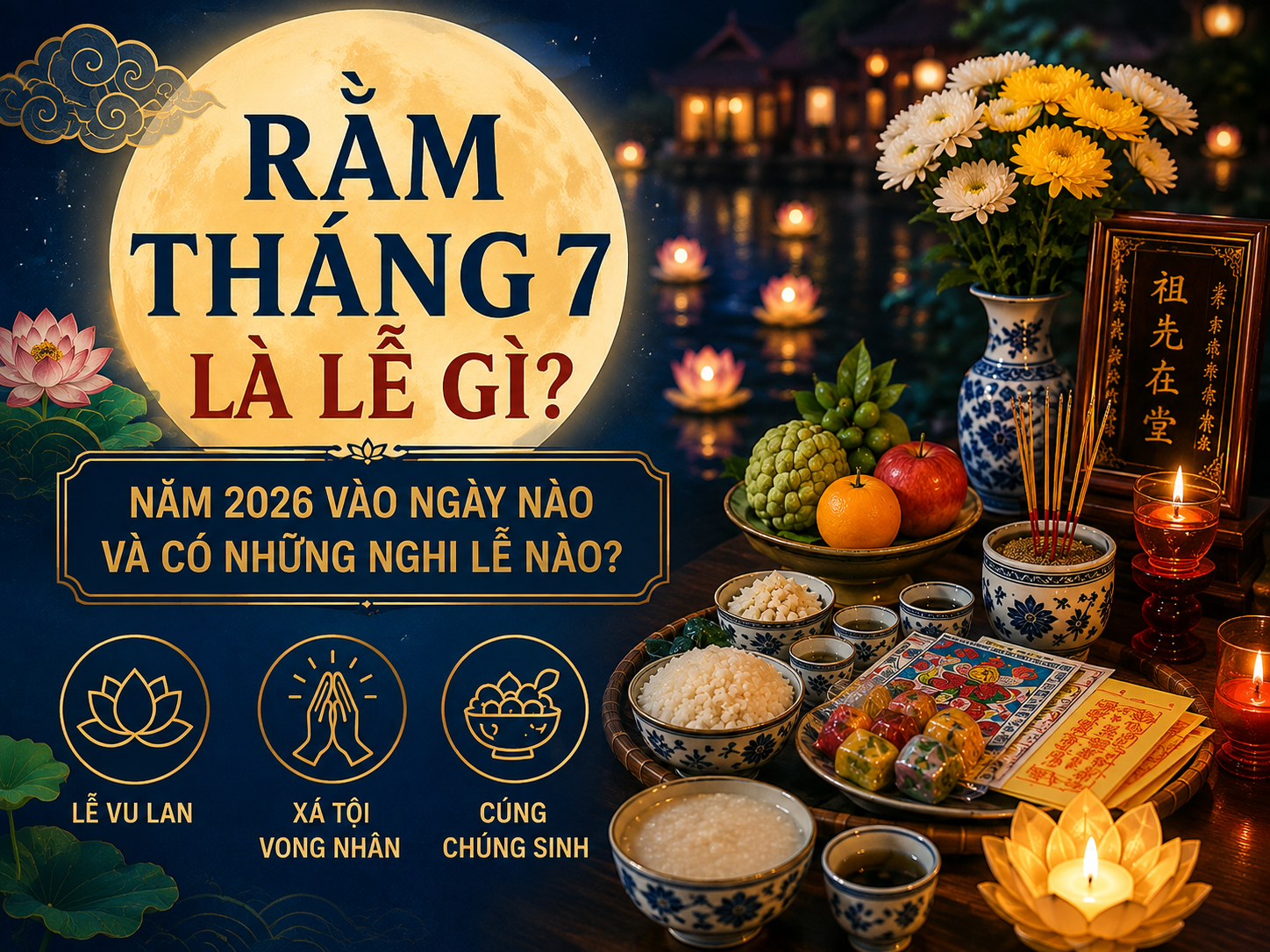 Rằm tháng 7 là lễ gì, năm 2026 vào này nào, những nghi lễ cần nhớ