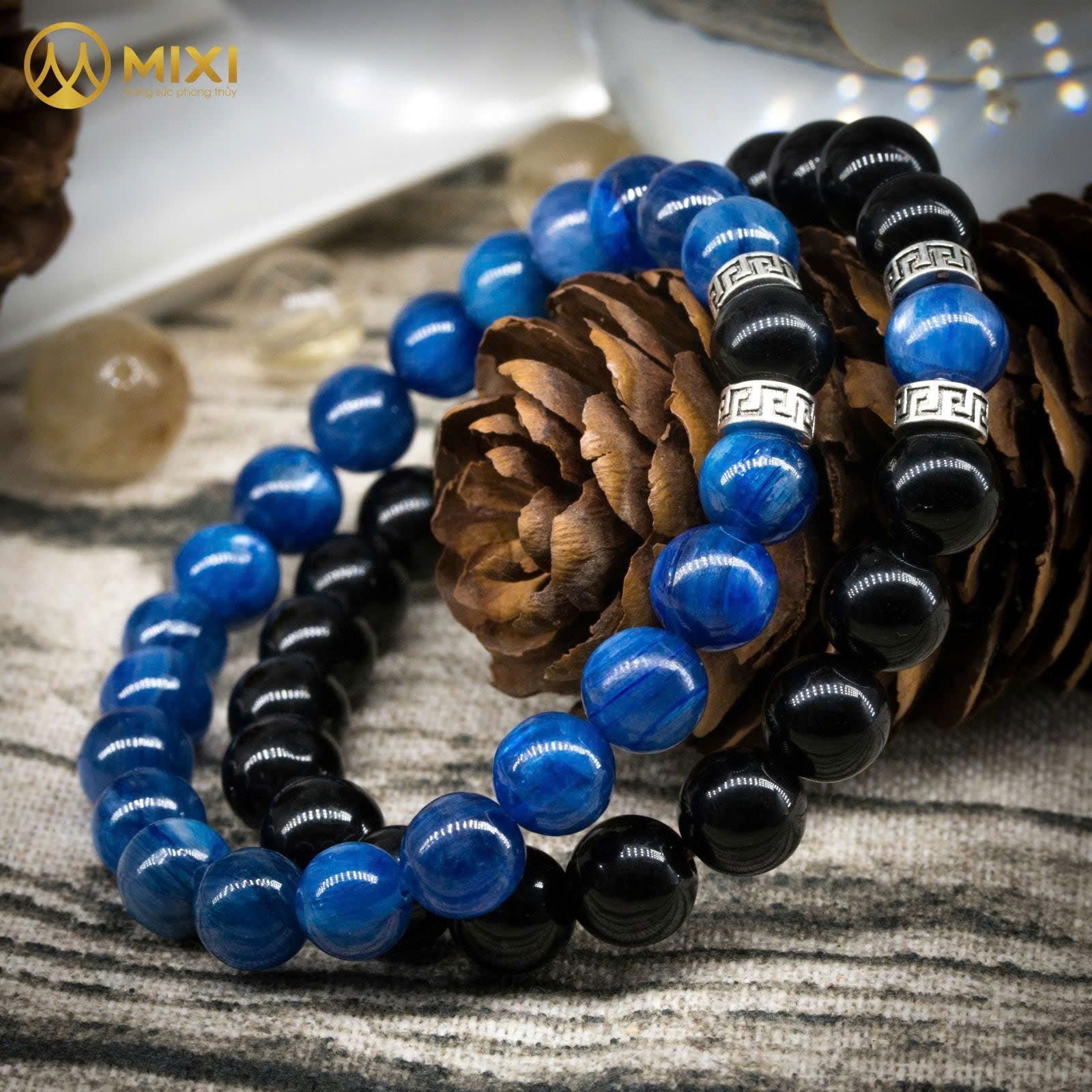 VÒNG TAY ĐÔI KYANITE MIX ĐÁ NÚI LỬA: BẢO CHỨNG TÌNH YÊU – KẾT NỐI SÂU SẮC