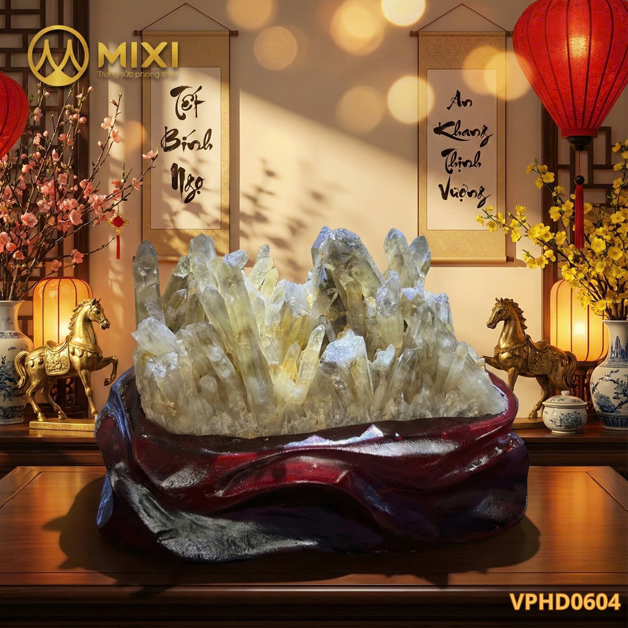 ĐÁM TINH THỂ THẠCH ANH ĐEN KHÓI: 