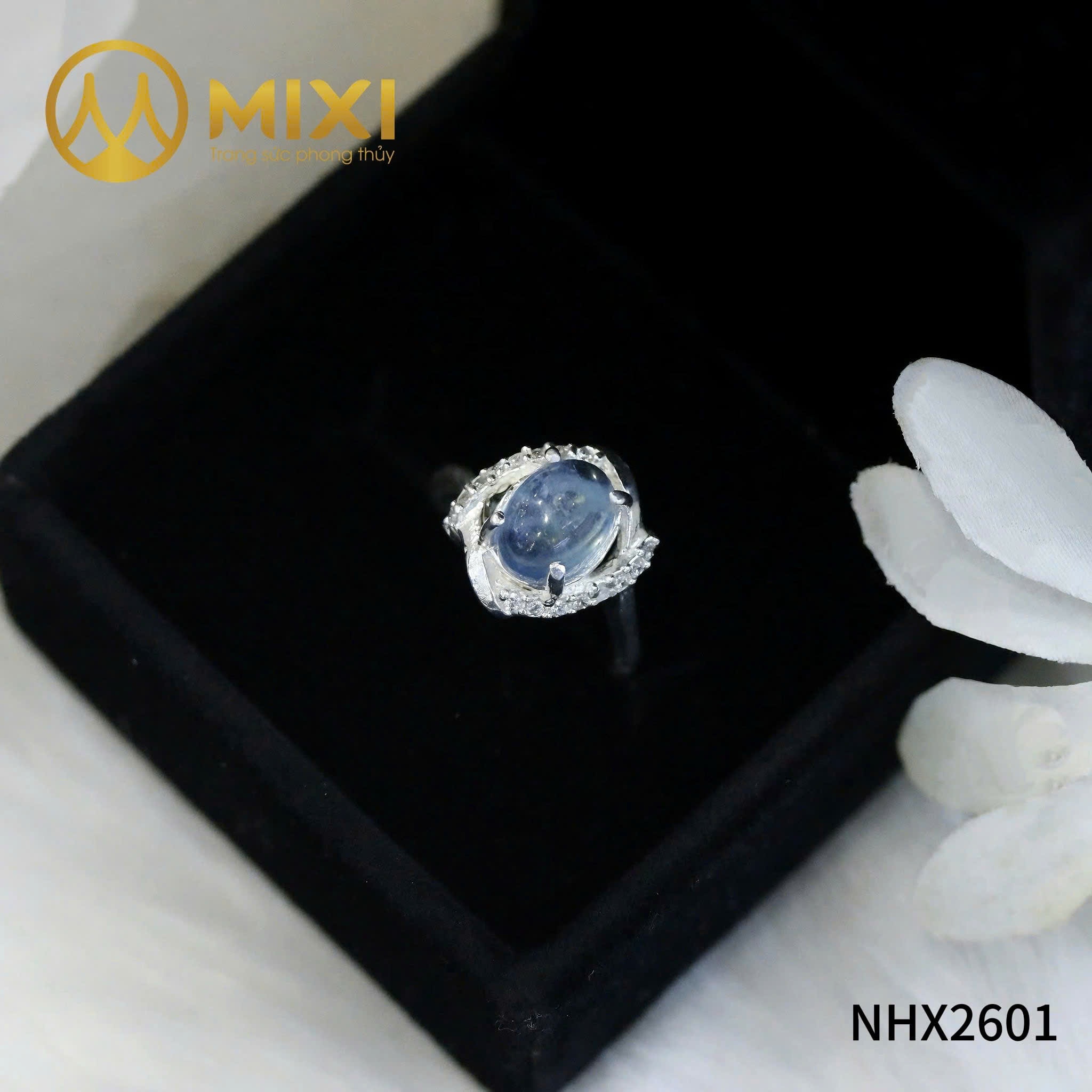 NHẪN NỮ AQUAMARINE OVAL XI VÀNG TRẮNG: 