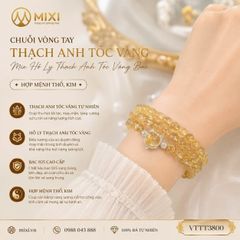 Chuỗi 3 Vòng Tay Thạch Anh Tóc Vàng 2A Mix Mặt Dây Bọc Bạc Hình Hồ Ly – Vầng Sáng Uy Quyền, Trí Tuệ Sắc Sảo
