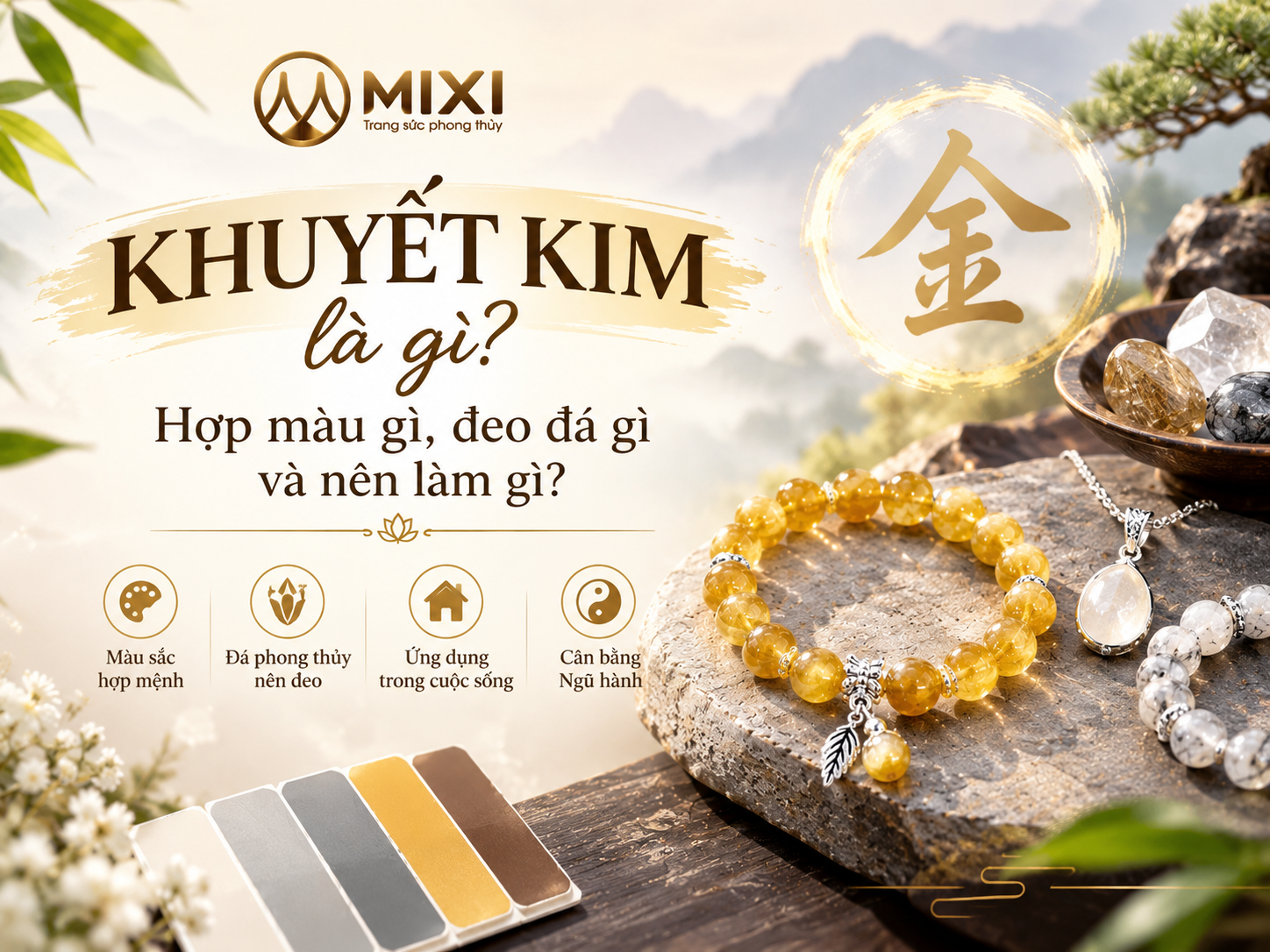 Khuyết Kim là gì, cách bổ sung và chọn màu chọn đá phù hợp