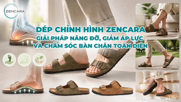 Dép chỉnh hình y khoa Zencara, giải pháp nâng đỡ, giảm áp lực và chăm sóc bàn chân toàn diện