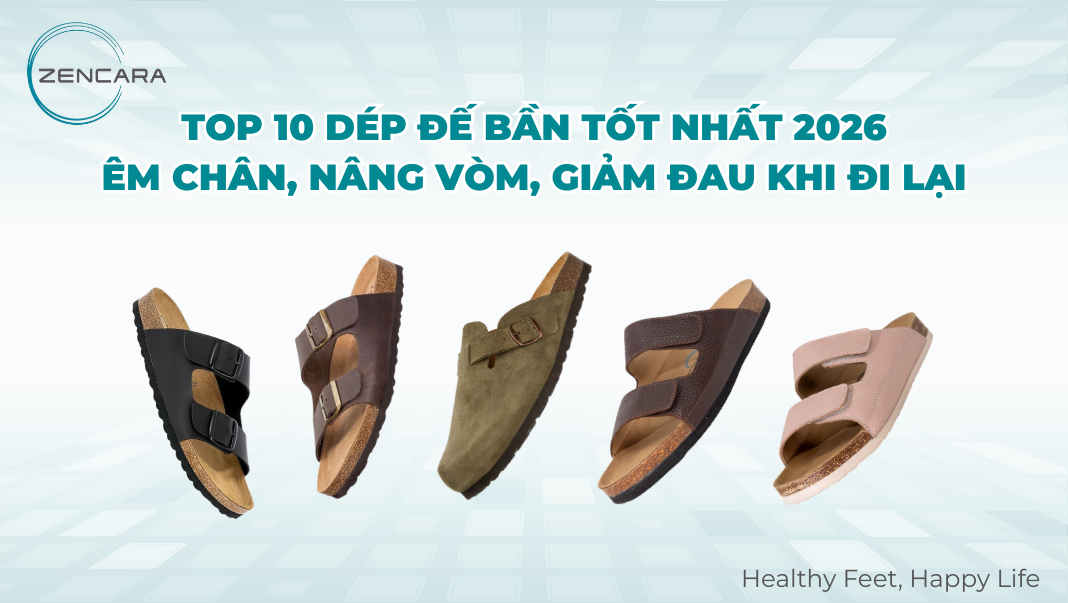 Top 10 dép đế bần tốt nhất 2026, êm chân, nâng vòm, giảm đau khi đi lại