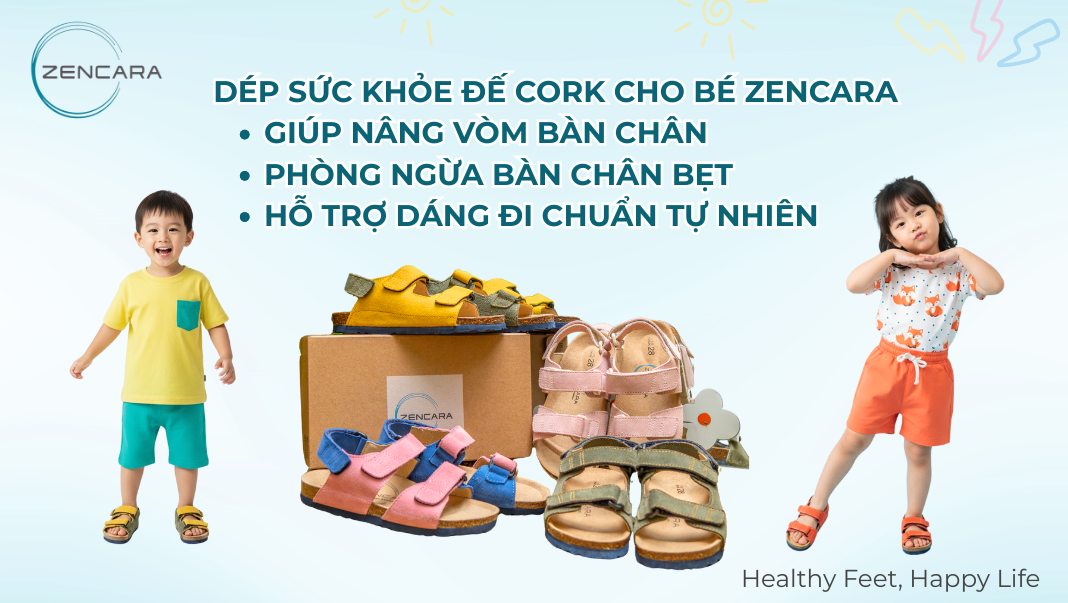 Dép sức khỏe cho bé giúp nâng vòm bàn chân, phòng ngừa bàn chân bẹt, hỗ trợ dáng đi chuẩn tự nhiên