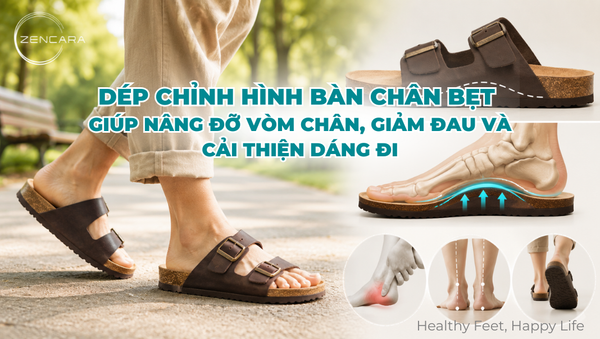 Dép chỉnh hình bàn chân bẹt giúp nâng đỡ vòm chân, giảm đau và cải thiện dáng đi