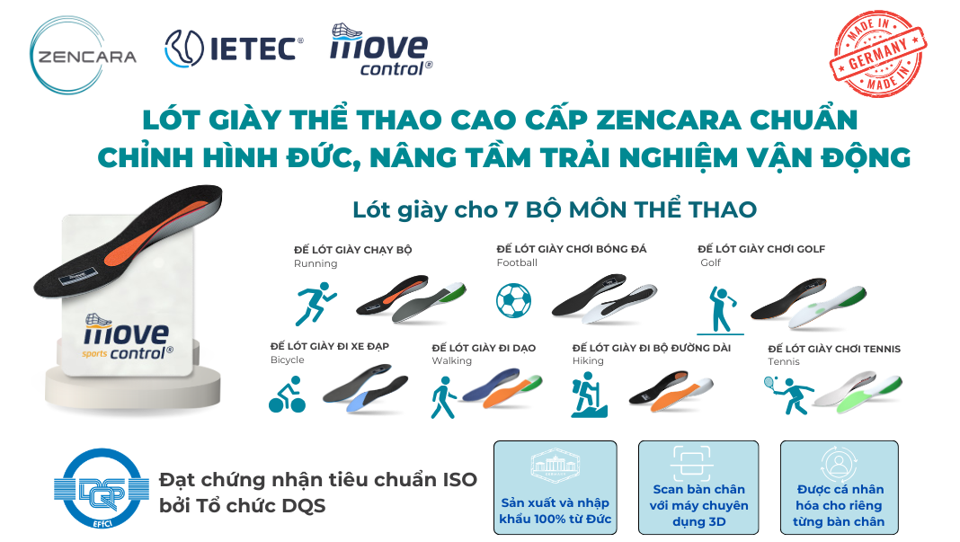 Lót giày thể thao cao cấp Zencara chuẩn chỉnh hình Đức, nâng tầm trải nghiệm vận động