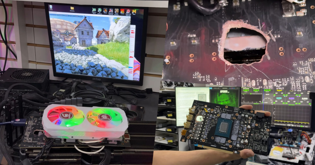 RTX 5070 Ti cháy thủng PCB được hồi sinh bằng Radeon RX 580: Pha “ghép tim” kỳ dị nhất giới công nghệ