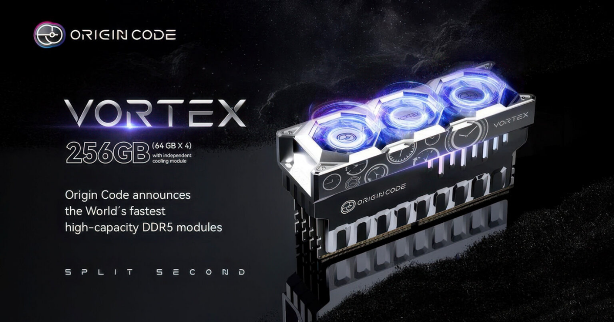 Origin Code bước vào thị trường RAM với DDR5 Vortex: tản 3 quạt, tối đa 256GB