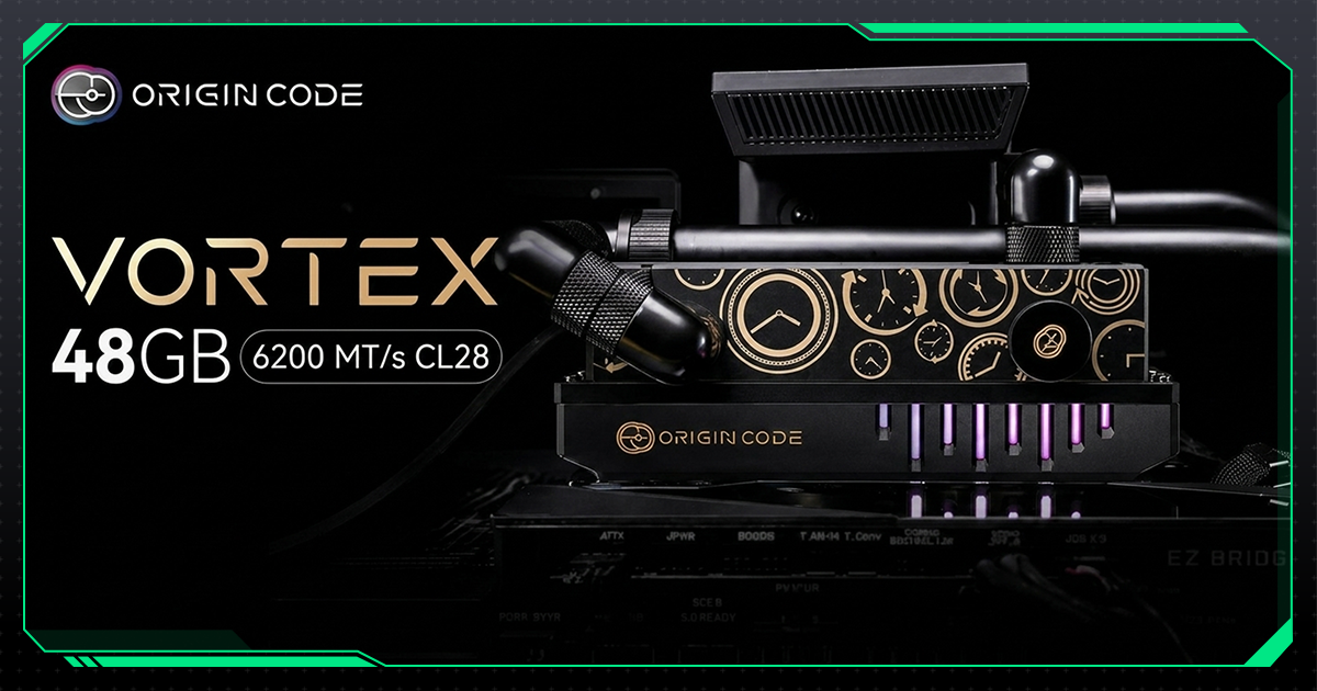 Origin Code Vortex DDR5-6200: RAM Tản Nhiệt Nước Có Màn Hình