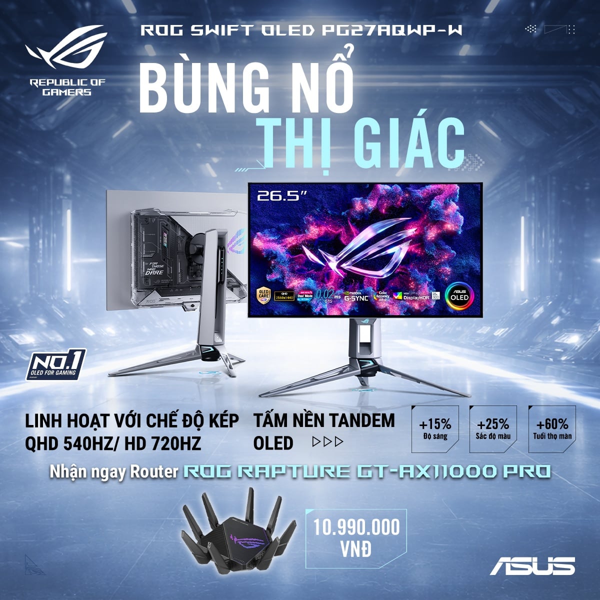 Mua ROG Swift PG27AQWP-W Nhận Ngay ROG Rapture GT-AX11000 Pro