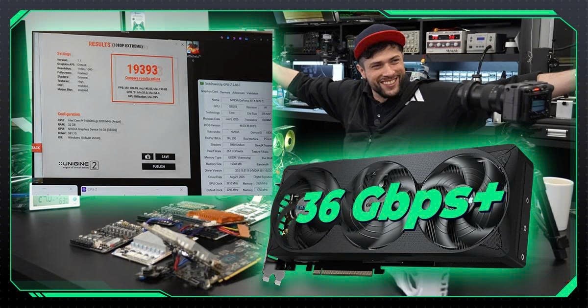 Teclab Phá Giới Hạn RTX 5070 Ti GDDR7 Vượt Ngưỡng 36 Gbps