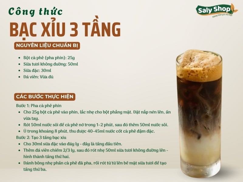 2 cách pha bạc xỉu 3 tầng ngon chuẩn, dễ nhân bản cho quán