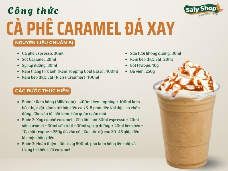 Công thức cà phê caramel đá xay béo ngậy, hút khách
