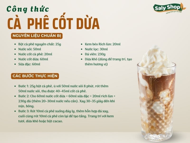 Công thức cà phê cốt dừa đá xay béo ngậy, hấp dẫn thực khách