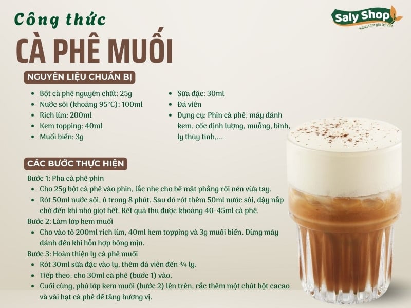 Cách pha cà phê muối chuẩn vị, béo mặn hòa quyện